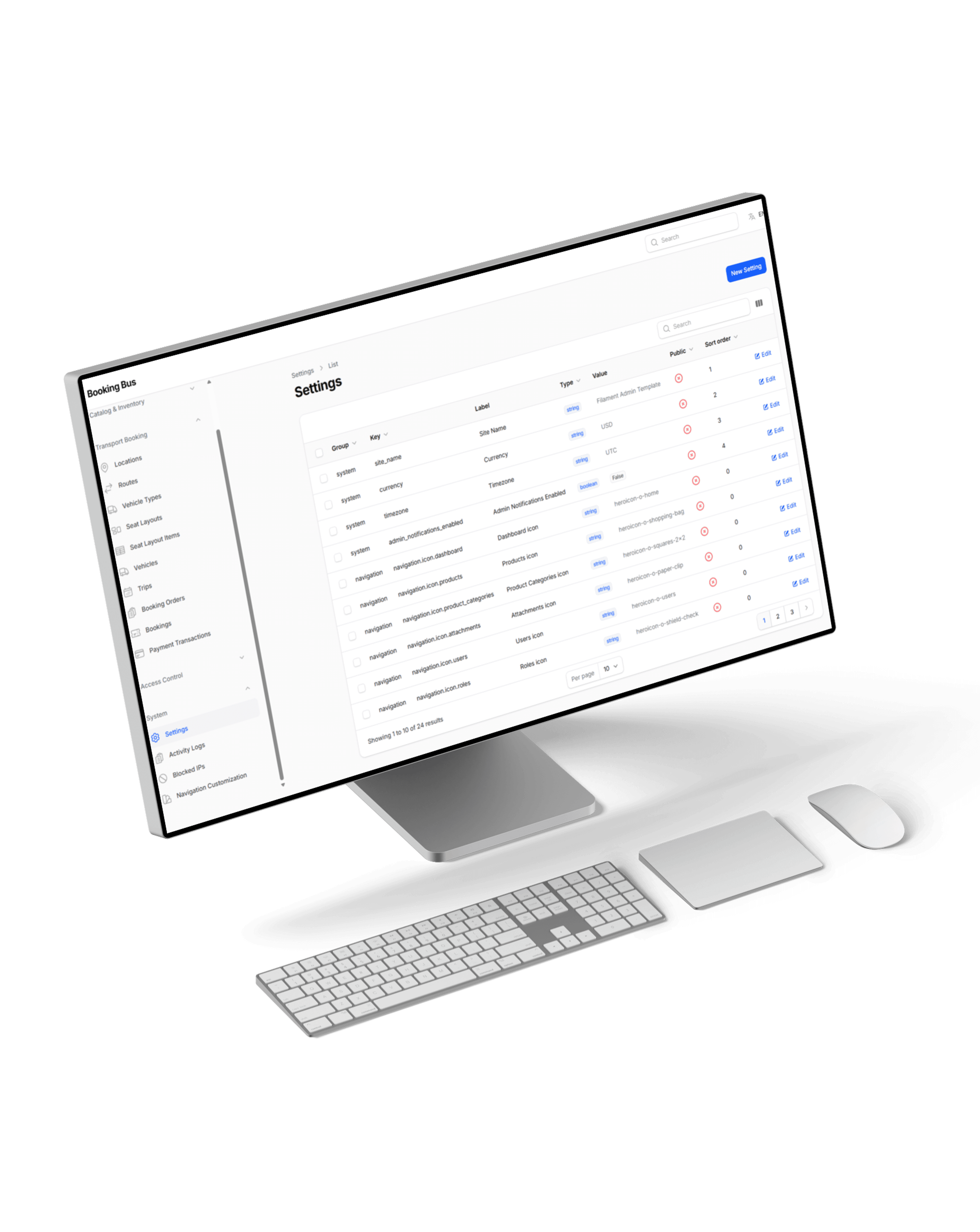 Booking Bus Management System displayed on a desktop monitor